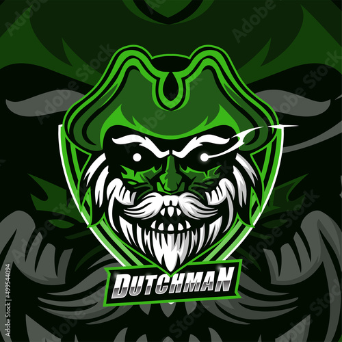 Beard skull head  mascot logo design for esport