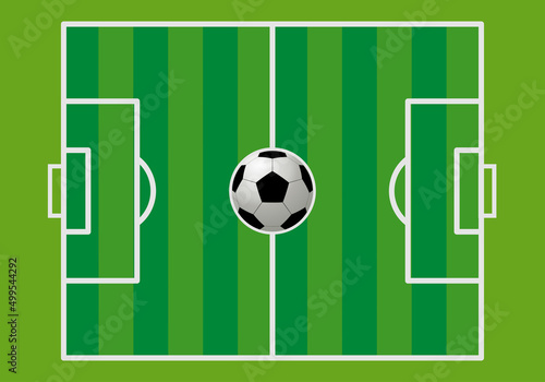 Football field with realistic football. Football stadium. 