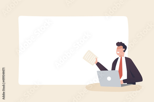 Business presentation,  A businessman or employee prepares to explain or describe the project. presenting work progress.