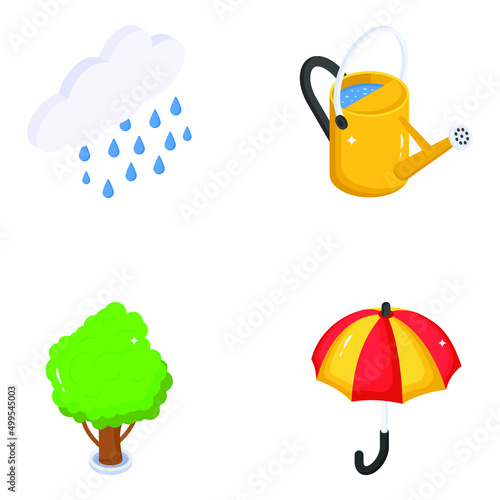 Set of Seasonal Isometric Icons 