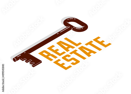 Real estate house simple vector 3d isometric illustration isolated on white, realty concept, icon or logo.