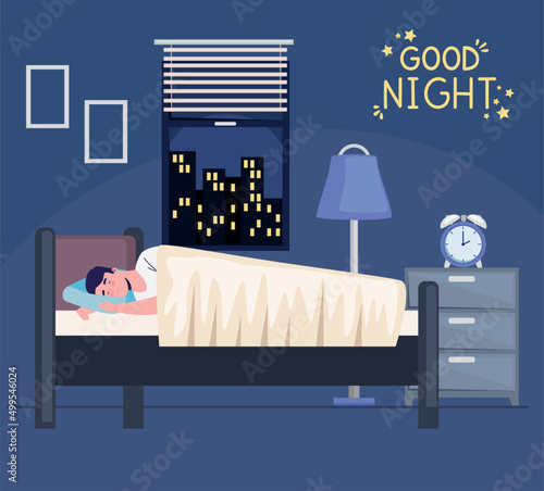 man sleeping in bedroom