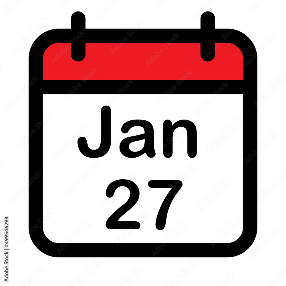 Calendar icon with twenty seventh January Calendar icon with twenty seventh January