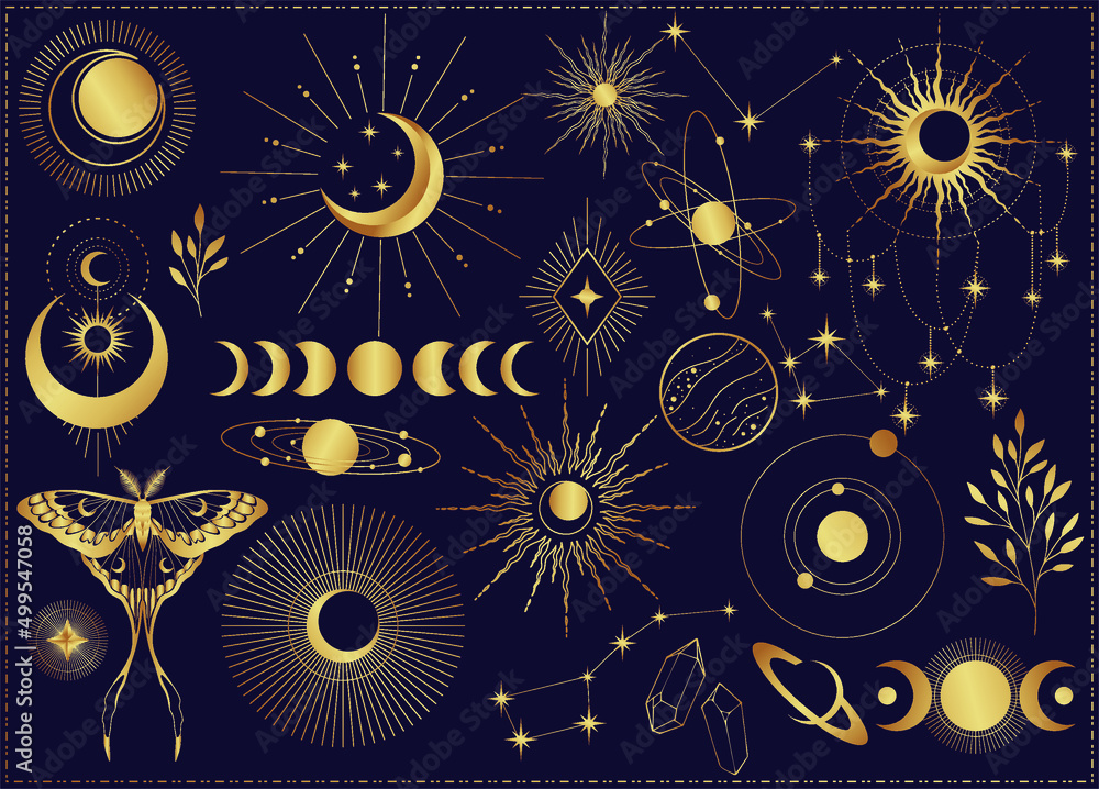 Set of vector space elements and symbols. Design loy backgrounds ...
