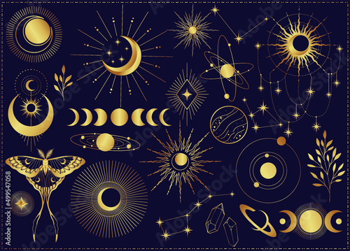 Set of vector space elements and symbols. Design loy backgrounds, patterns, cards, etc.