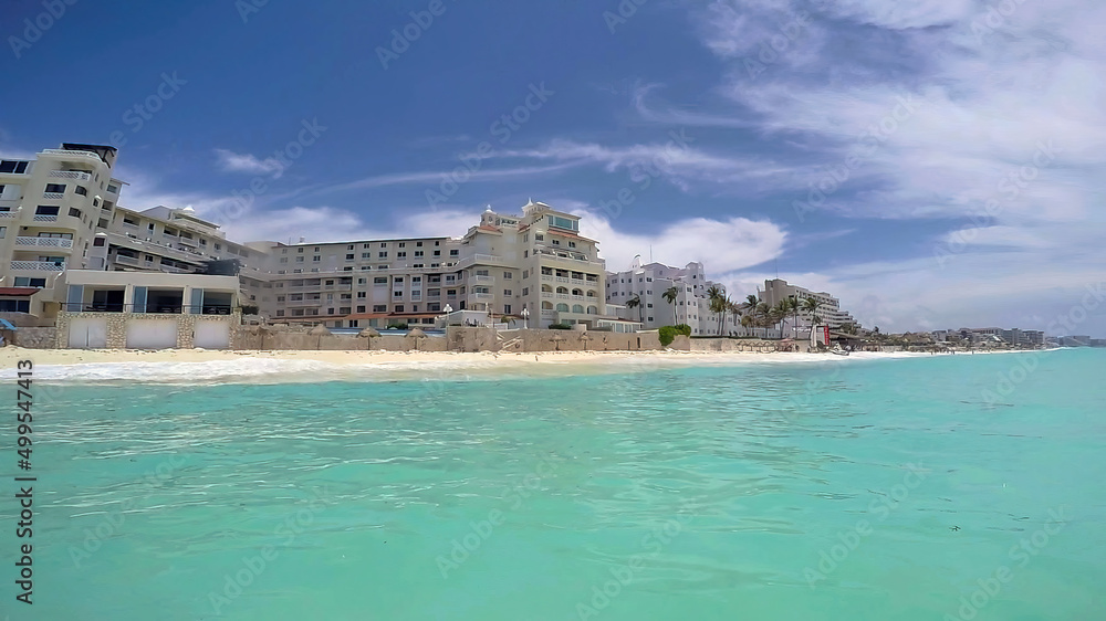 The beach in the resort of Cancun, Mexico