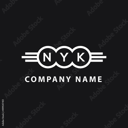 Fototapeta Naklejka Na Ścianę i Meble -  NYK letter logo design on black background. NYK  creative initials letter logo concept. NYK letter design.