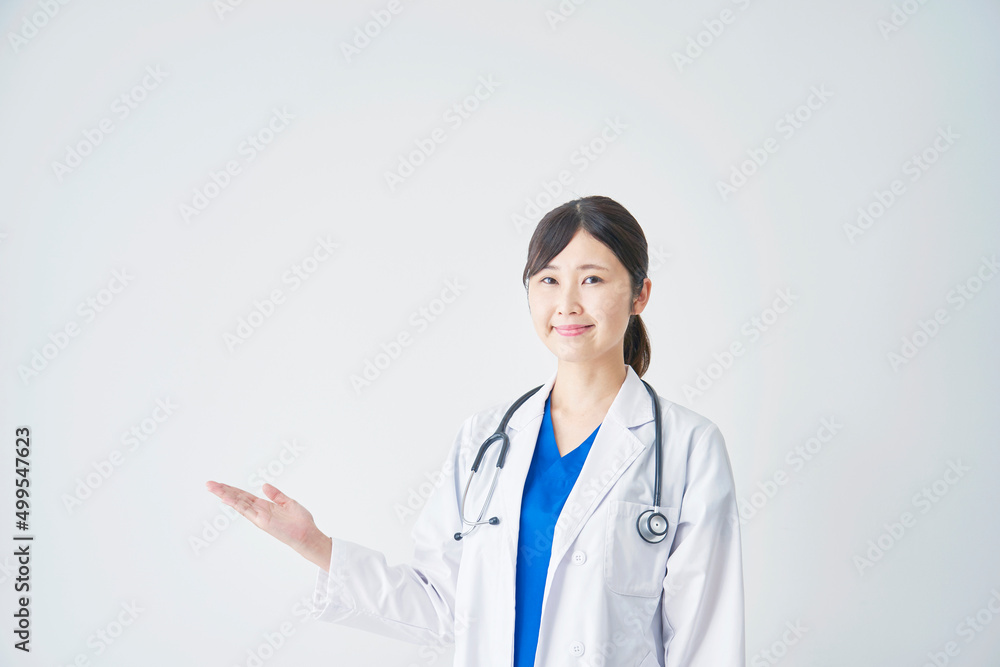 女性 医師 案内 白背景 女性 医師 案内 白背景