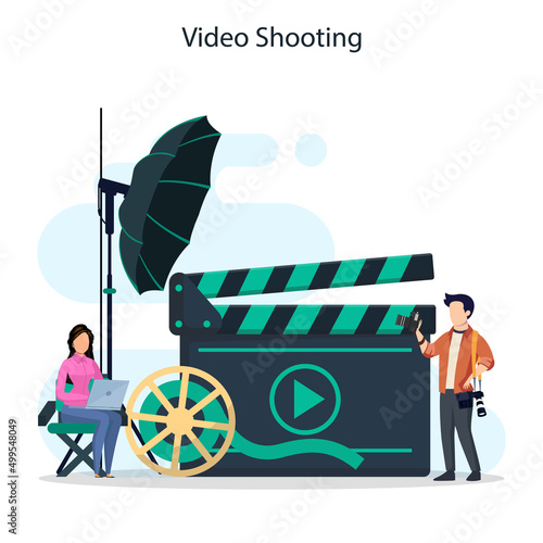 Video production or videographer vector. Movie and cinema industry with special equipment.