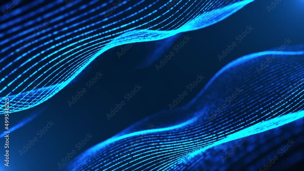 Vidéo Stock Animation neon background. Rotation blue 3d wave, spiral ...