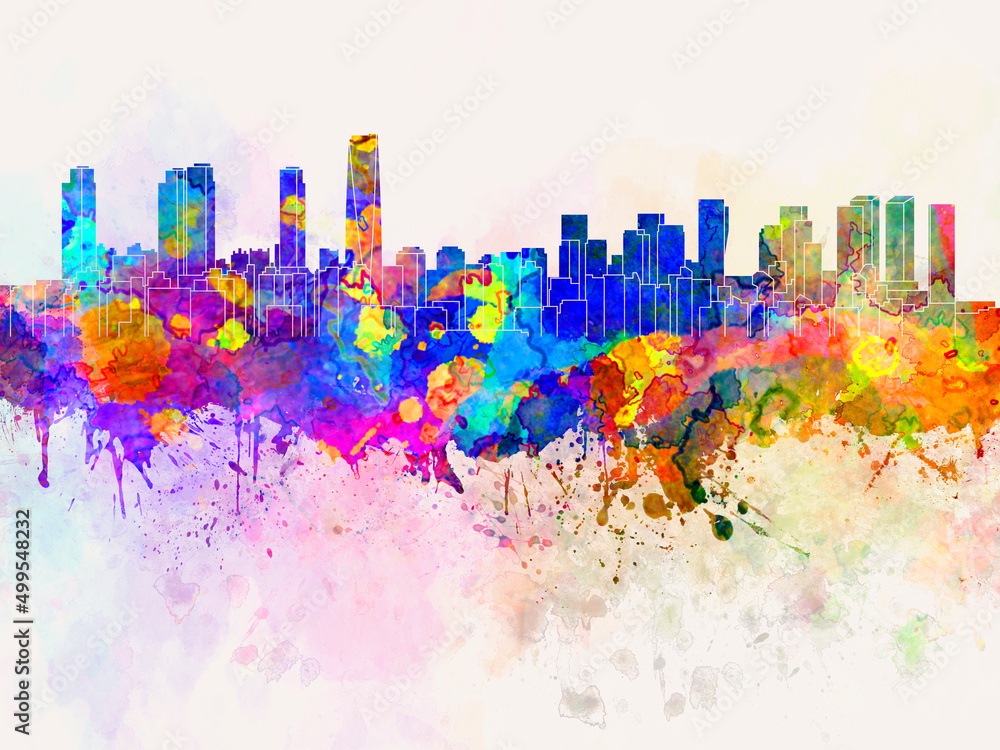 Obraz premium Incheon skyline in watercolor background