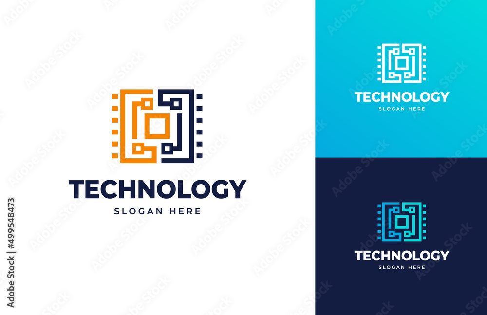 Tech data wire circuit vector logo design, Modern digital innovation chip board logo design Tech data wire circuit vector logo design, Modern digital innovation chip board logo design