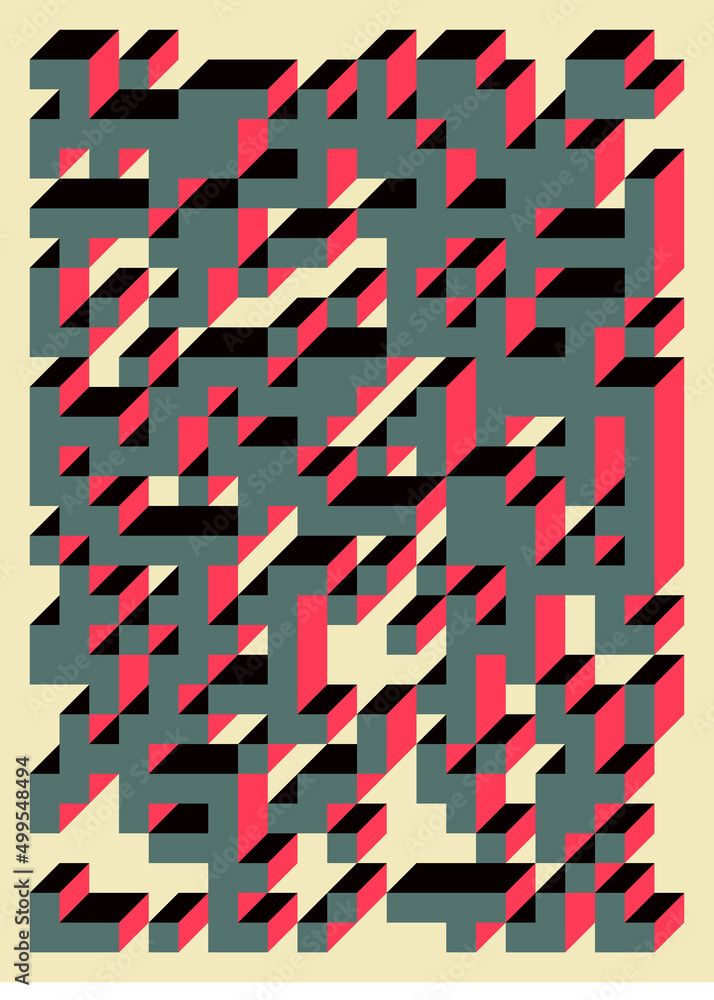 Implementation of Edward Zajec’s “Il Cubo” from 1971. Essentially a Truchet tile set of 8 tiles and rules for placement art illustration