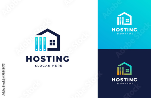 House hosting server storage data smart tech vector logo design, Creative home quick transfer tech logo design