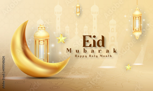 Eid Mubarak or Eid ul Fitr on the Islamic design concept