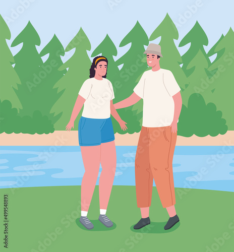 couple in the lake