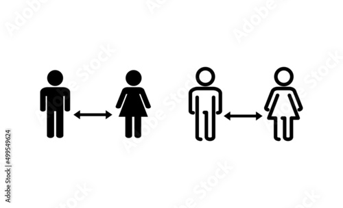 Social distancings vector. social distance sign and symbol. self quarantine sign