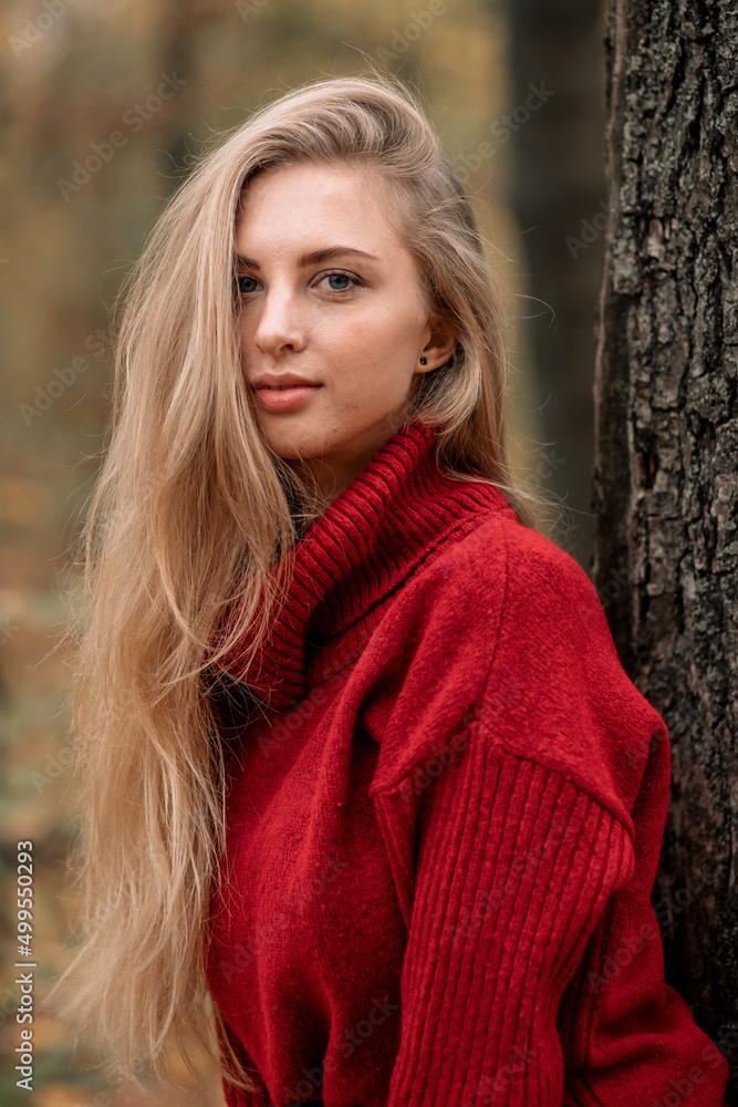 Beautiful girl, girl in a coat, girl in the woods Beautiful girl, girl in a coat, girl in the woods