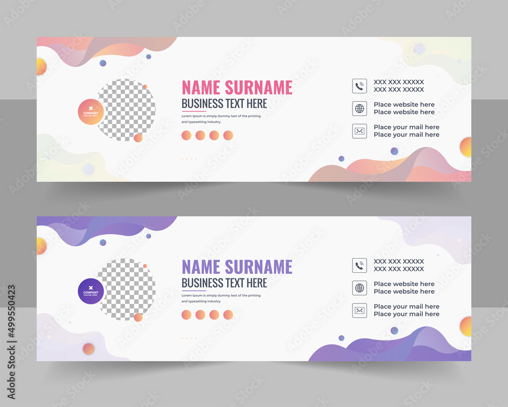 Modern email signature vector template design with author photo place