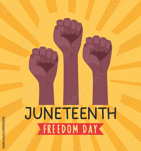 Juneteenth lettering with fists
