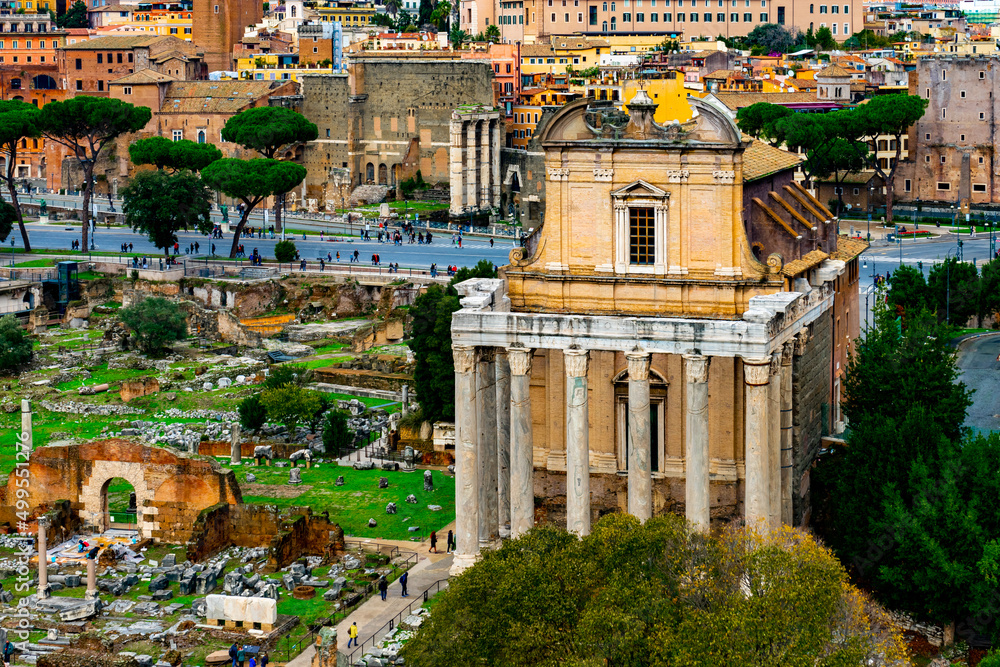 December 4, 2022 - Rome, Italy: The Temple of Antoninus and Faustina (the Chiesa di San Lorenzo in Miranda).
