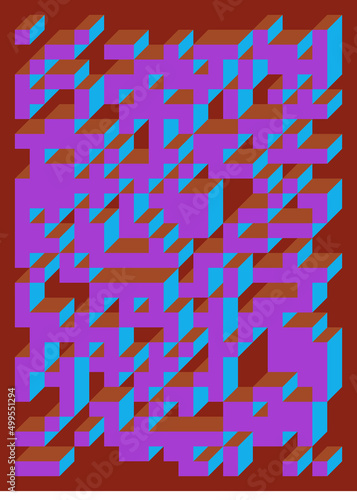 Implementation of Edward Zajec’s “Il Cubo” from 1971. Essentially a Truchet tile set of 8 tiles and rules for placement art illustration
