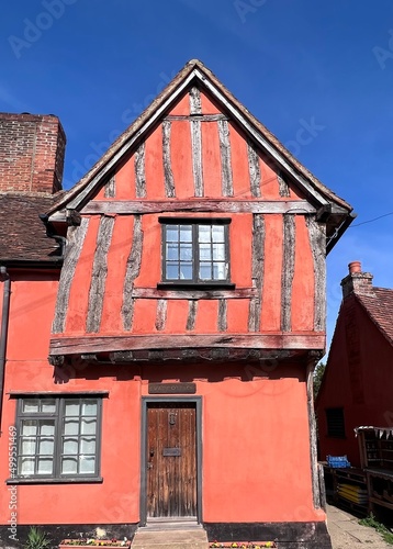 red traditional house in Lavenham, Suffolk, England