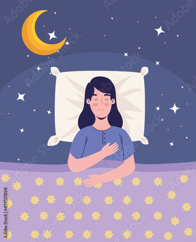 woman sleeping with moon