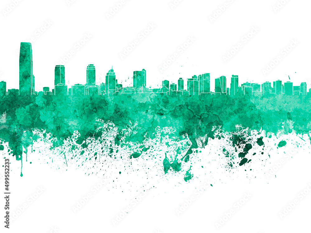 Jersey City skyline in watercolor background