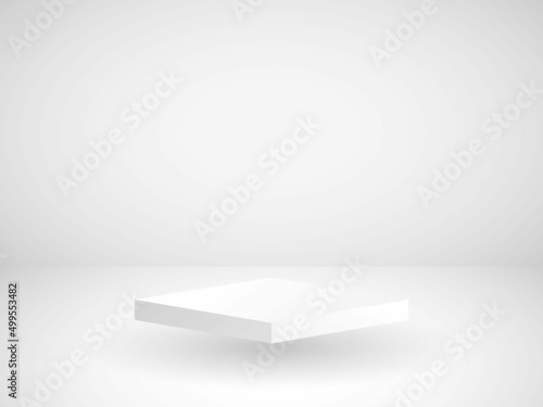 3d product presentation background with floating table and gray wall