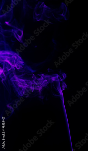 Smoke in the colour light. Mystic violet light