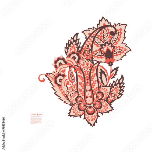 Damask paisley isolated vector floral ornament