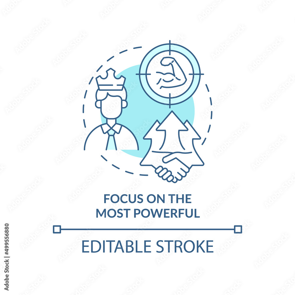 Focus on most powerful turquoise concept icon. Stakeholder engagement abstract idea thin line illustration. Isolated outline drawing. Editable stroke. Arial, Myriad Pro-Bold fonts used Focus on most powerful turquoise concept icon. Stakeholder engagement abstract idea thin line illustration. Isolated outline drawing. Editable stroke. Arial, Myriad Pro-Bold fonts used