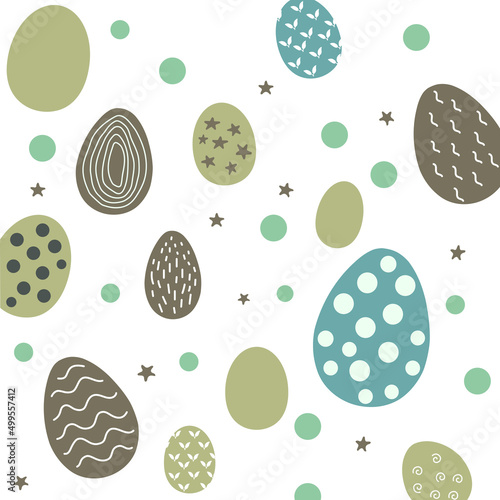 easter eggs pattern on a white background. Cute eggs. Easter cake.