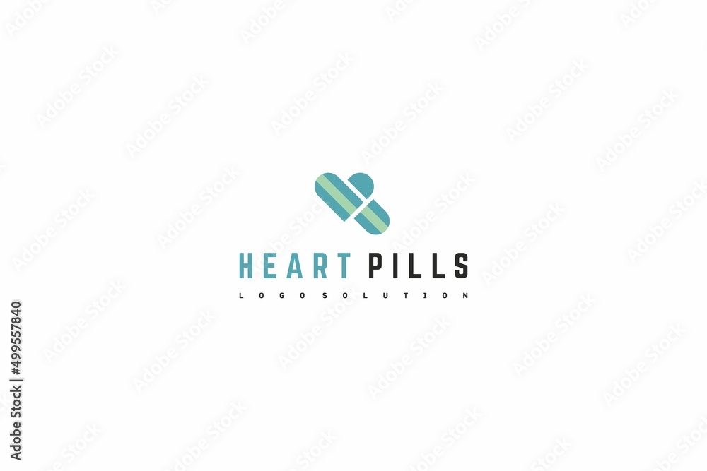 Template logo design solution for heart pills Template logo design solution for heart pills