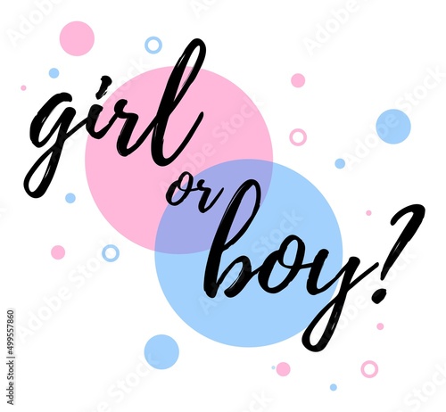 Boy or girl hand drawn modern lettering - Baby shower announcement banner, card - Gender reveal party - Vector illustration isolated