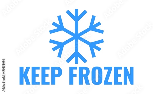 Keep frozen vector food product package label. Keep frozen in fridge, snowflake icon