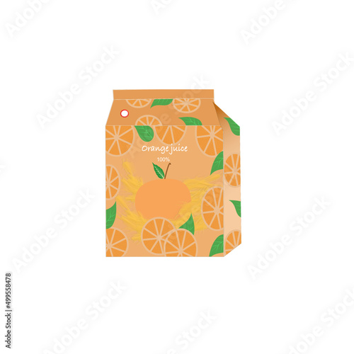 Vector illustration orange  juice, cardboard packaging on white background