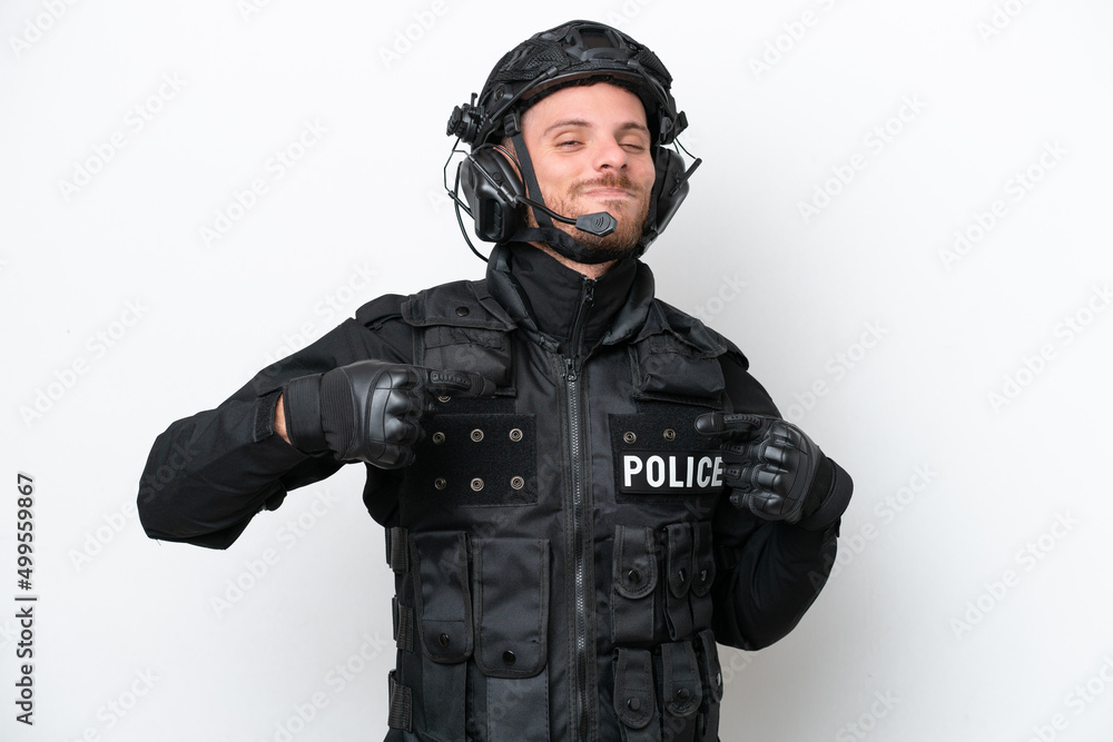 Brazilian soldier man isolated on white background proud and self-satisfied Brazilian soldier man isolated on white background proud and self-satisfied