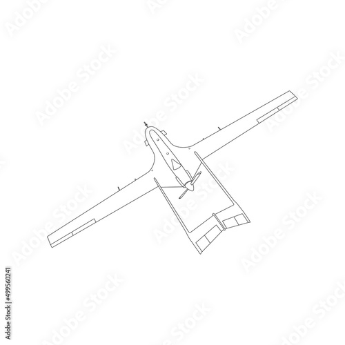 Unmanned combat aircraft outline, vector drawing

