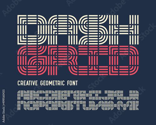Creative geometric font set named DASH GRID