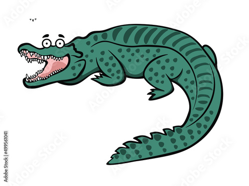 Happy cartoon crocodile smiling wide