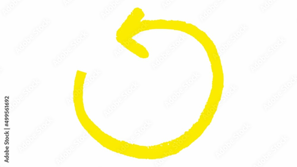Animated icon of circle arrow. yellow symbol. Looped video. Hand drawn vector illustration isolated on white background. Animated icon of circle arrow. yellow symbol. Looped video. Hand drawn vector illustration isolated on white background.