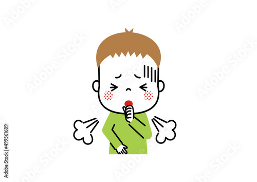 苦しそうに咳こんでいる男の子