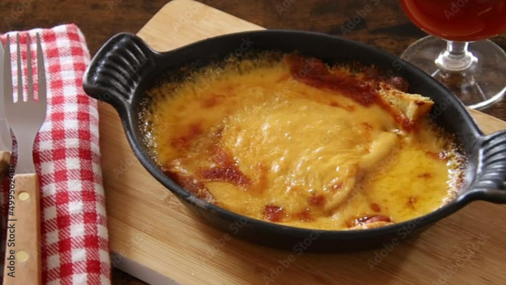 Welsh in a dish on a wooden board