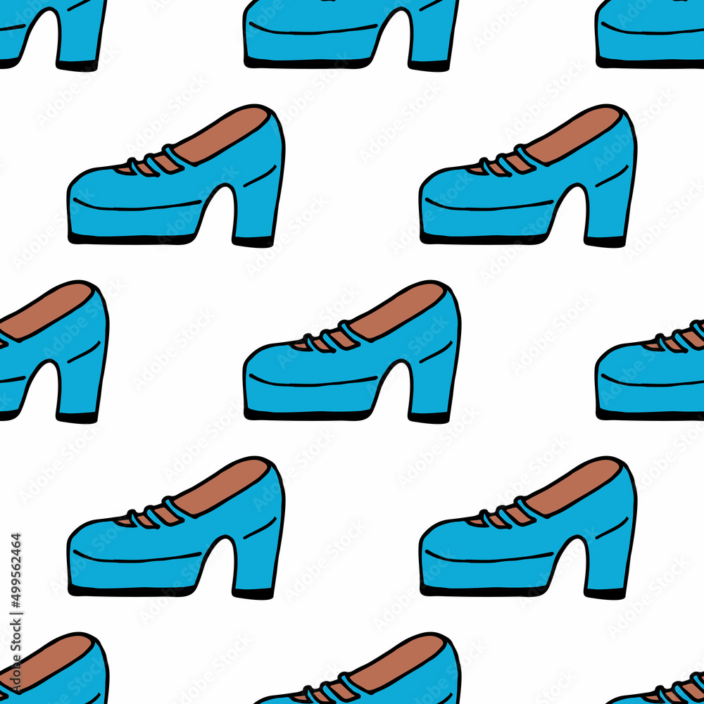 Seamless pattern with blue shoes on white background. Vector image. Seamless pattern with blue shoes on white background. Vector image.