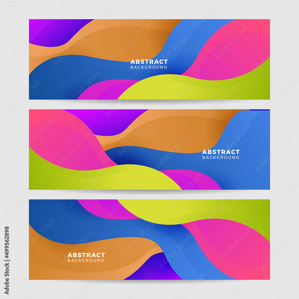 Obraz premium Set of abstract colorful banner background. Dynamic colorful vibrant geometric wave background. Vector abstract graphic design banner pattern background template.