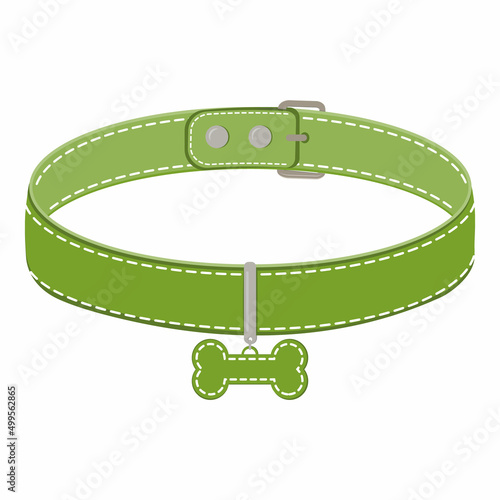 A collar for cats and dogs with a pendant. Vector color isolated cartoon-style illustration.
