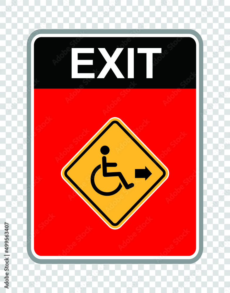 Exit sign.disabled sign isolated on white background,Vector illustration Exit sign.disabled sign isolated on white background,Vector illustration