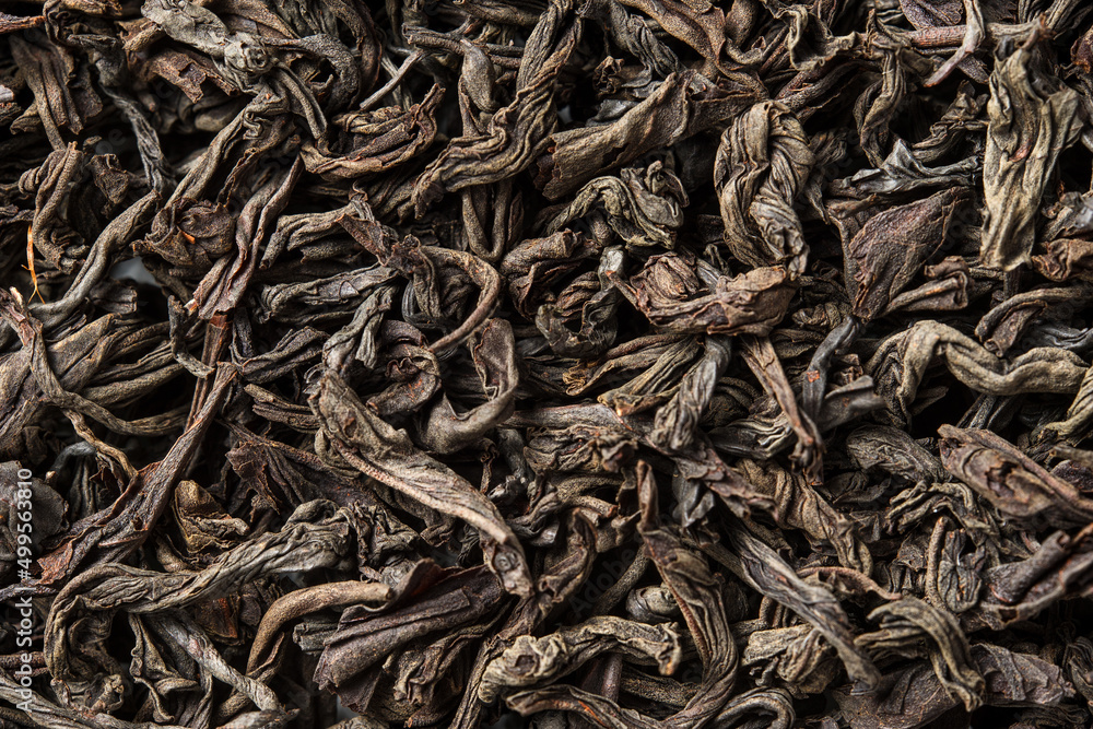 Ceylon Black tea on white background. Top view. Close up. High resolution